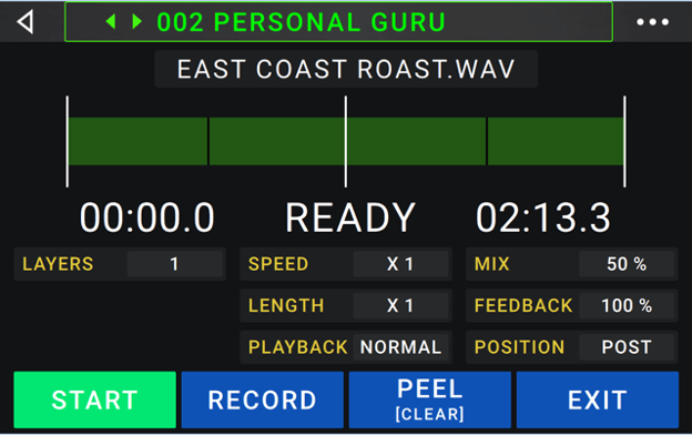 HeadRush Gigboard has a 20 minute looper that you can record, peel, overdub and even import or export .Wav and .MP3 files